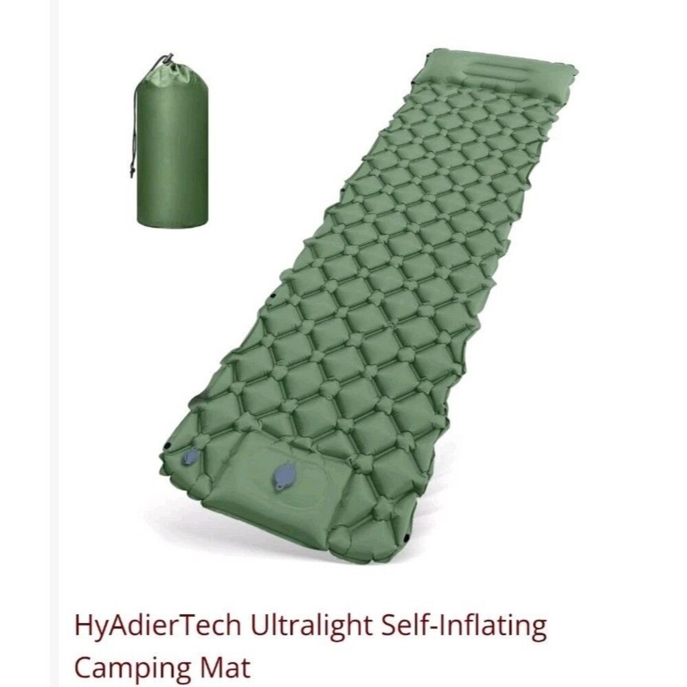 ZUT Ultralight Camping Sleeping Pad Inflatable Backpacking Mat Green Brand New
